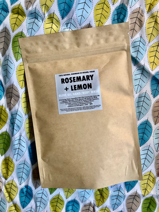 Rosemary + Lemon Olive Oil Liquid Hand and Body Soap Refill Pouch