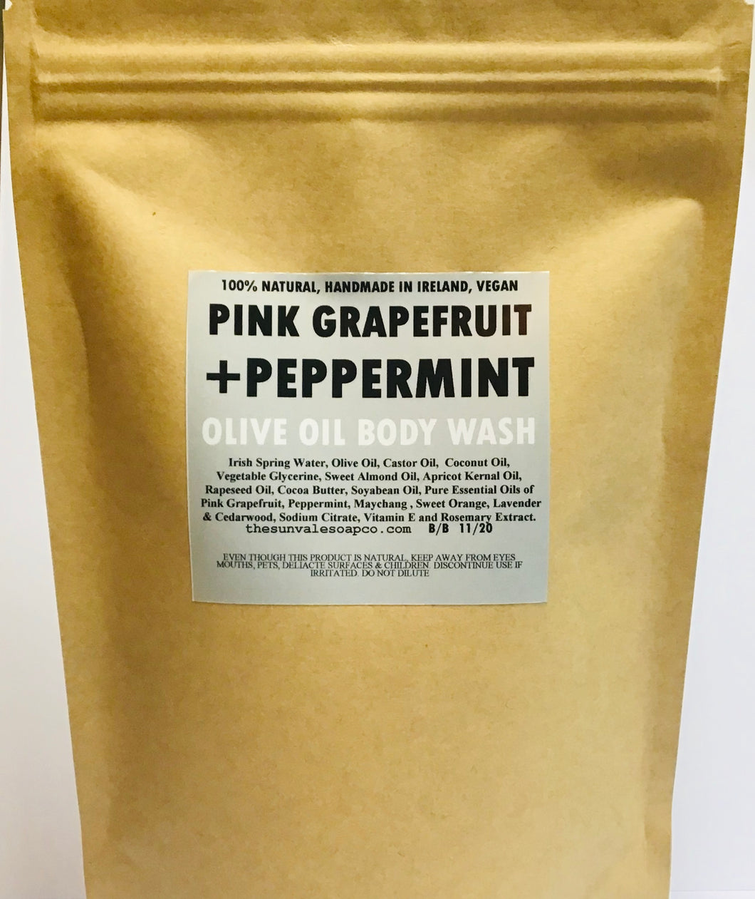 Pink Grapefruit And Peppermint Olive Oil Body Wash Refill Pouch